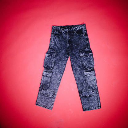 Jeans Cargo Rígido Gris