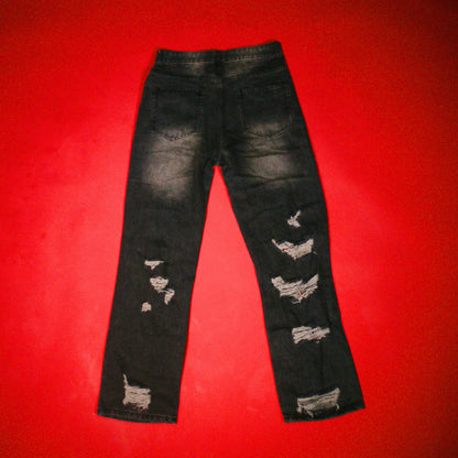 Jeans Baggy Destroyed Rígido Gris